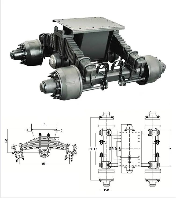 Luen Heavy Truck Trailer Parts Trailer Single -Point Suspension 24/28/32t Bogie Suspension