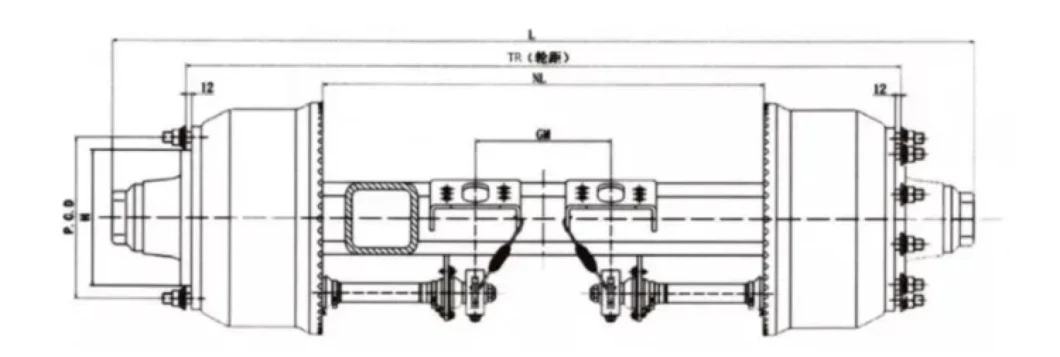 13000kg 1840mm Square Beam Disc Brake Trailer Beam Torsion Axle