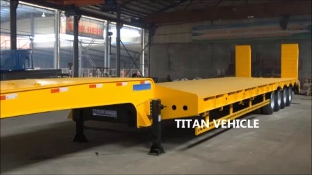Titan 4 軸ローローダー トレーラー (油圧ランプ付き)